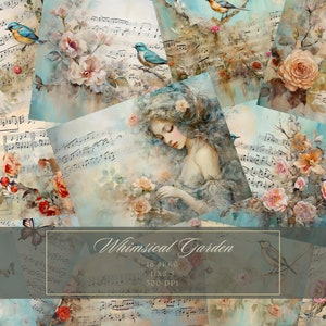 Vintage Barocco Garden afdrukbare junk Journal Grillige tuinpagina's mooie scrapbooking papier afdrukbare Shabby pagina's Journal Kit