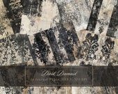 Dark Damask Junk Journal Kit Black Shabby Chic Collage Sheets Printable Old Pages Digital Paper Scrapbooking Backgrounds Vintage Ephemera