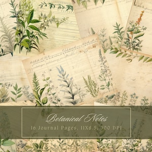 Kit de journal indésirable feuilles vertes inspiré du printemps journal éphémère vintage papier numérique Scrapbooking feuilles de collage imprimable téléchargement immédiat