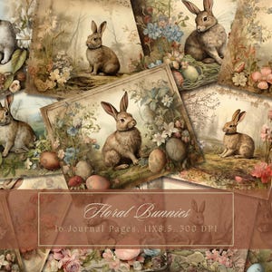 Kit de journal indésirable lapins de Pâques oeufs de Pâques journal vintage éphémère lapin papier numérique pour scrapbooking lapin victorien pages imprimables