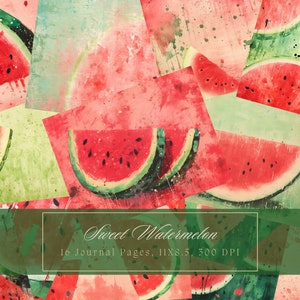 Watermelon Junk Journal Kit Vintage Ephemera Journal Watermelons Digital Paper Scrapbooking Printable Pages Shabby Chic Instant Download