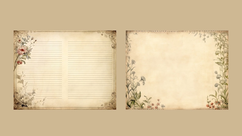 Vintage Floral Printable Junk Journal Seiten Grunge Liniertes Papier Vintage Viktorianisches Briefpapier Printable Shabby Seiten Blank Journal Seite Bild 8