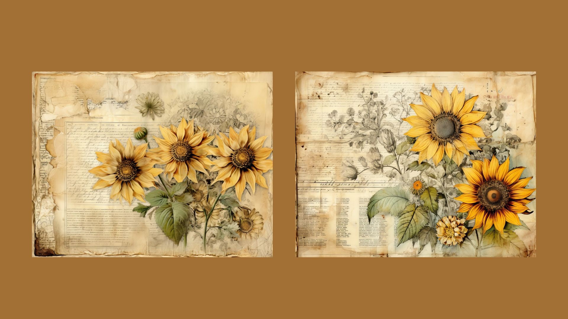 Sunflower Junk Journal Kit Vintage Floral Journal Sunflowers Digital ...