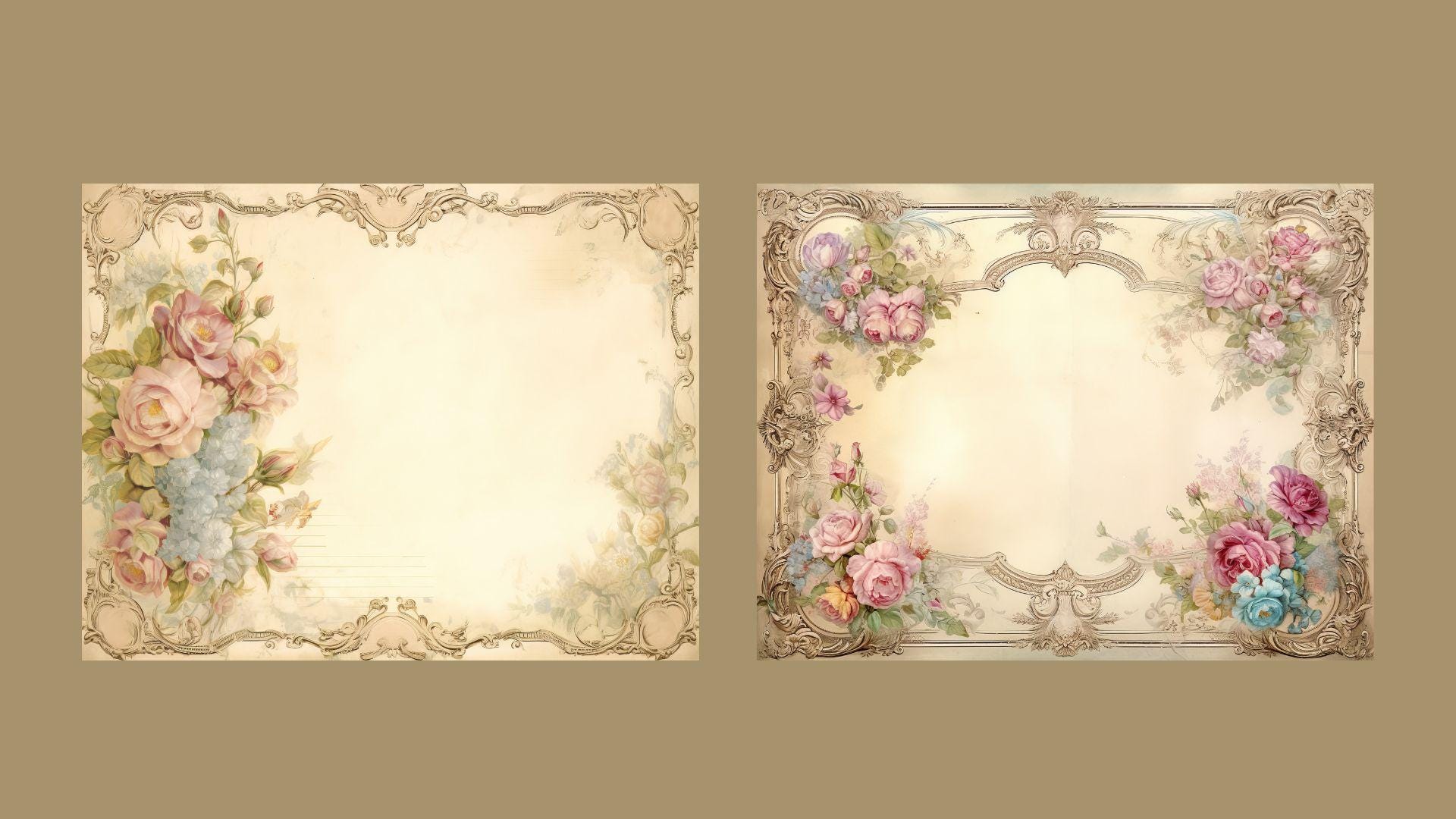 Vintage Floral Printable Junk Journal Pages Grunge Lined Paper Vintage ...