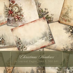 Kit de carnets de Noël ordures forêt d'hiver vintage journal éphémère papier numérique pour le scrapbooking pages minables imprimables grunge shabby chic