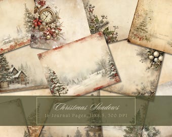 Christmas Junk Journal Kit Winter Forest Vintage Ephemera Journal Digital Paper for Scrapbooking Printable Shabby Pages Grunge Shabby Chic