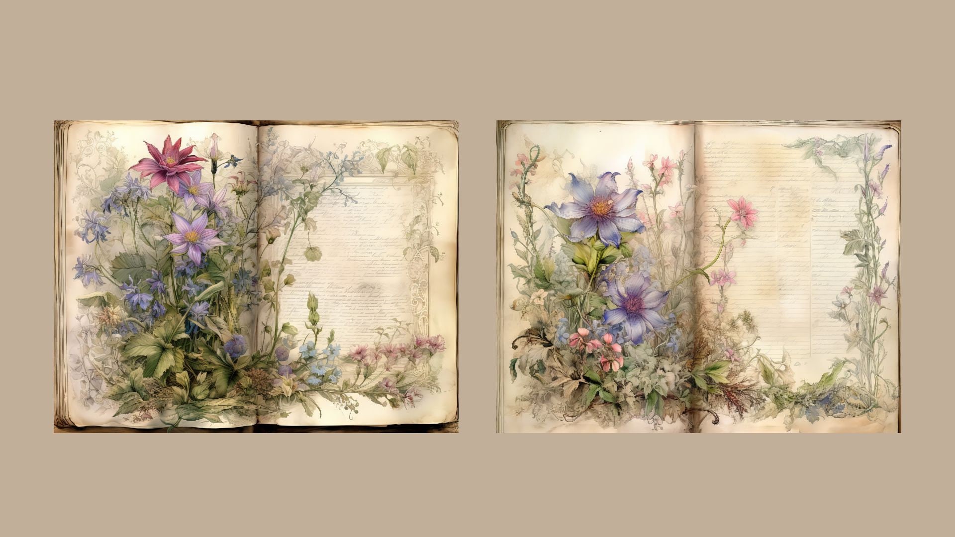 Wildflower Junk Journal Kit Floral Double Journal Pages Flower Digital ...