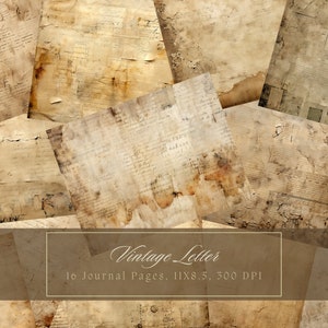Kit de diário lixo de papel vintage, textura de papel digital marrom, folhas grunge, álbum de recortes, páginas efêmeras vintage, download instantâneo