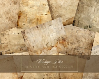 Vintage papel basura diario Kit marrón papel Digital textura Grunge hojas Scrapbooking Vintage Ephemera Shabby páginas diario descarga instantánea