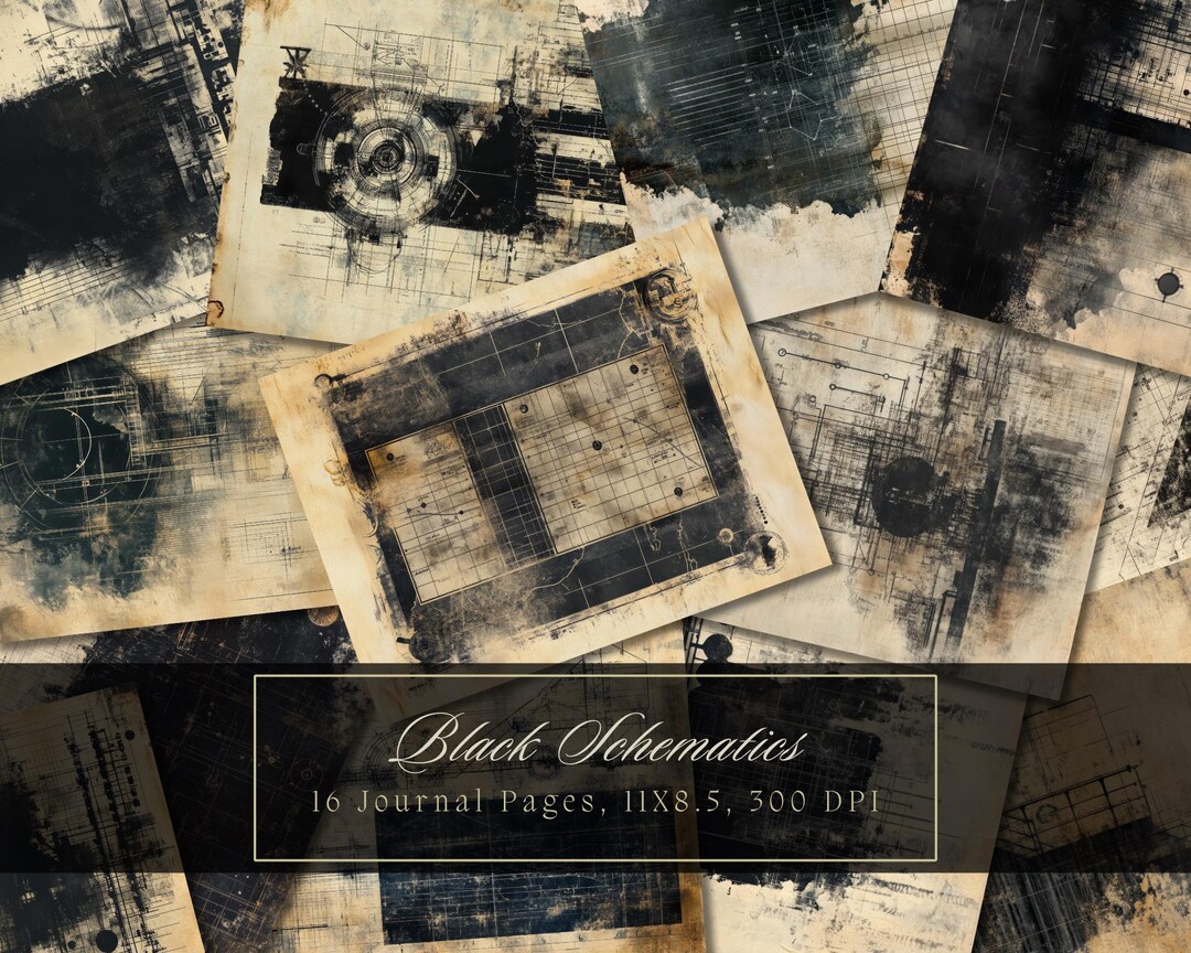 Dark Collage Junk Journal Kit Black Digital Paper Texture Grunge Sheets ...