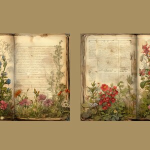 Wildflower Junk Journal Kit Floral Double Journal Pages Flower Digital ...