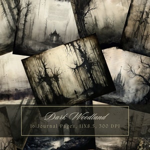 Dark Forest Junk Journal Kit Vintage Ephemera Journal Halloween Digital Paper Gothic Scrapbooking Printable Shabby Pages Commercial Use
