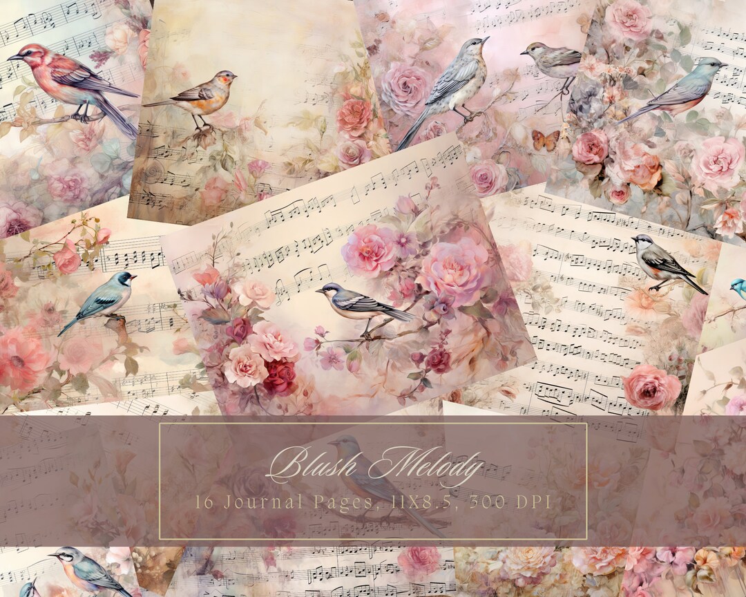 Birds and Flowers Junk Journal Kit Vintage Ephemera Journal Digital ...