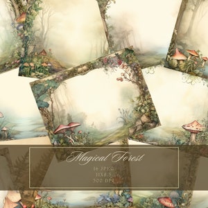 Vintage Forest Printable Junk Journal Pages Grunge Paper Rustic Digital Paper Printable Shabby Pages Fairyland Journal Blank Journal Page