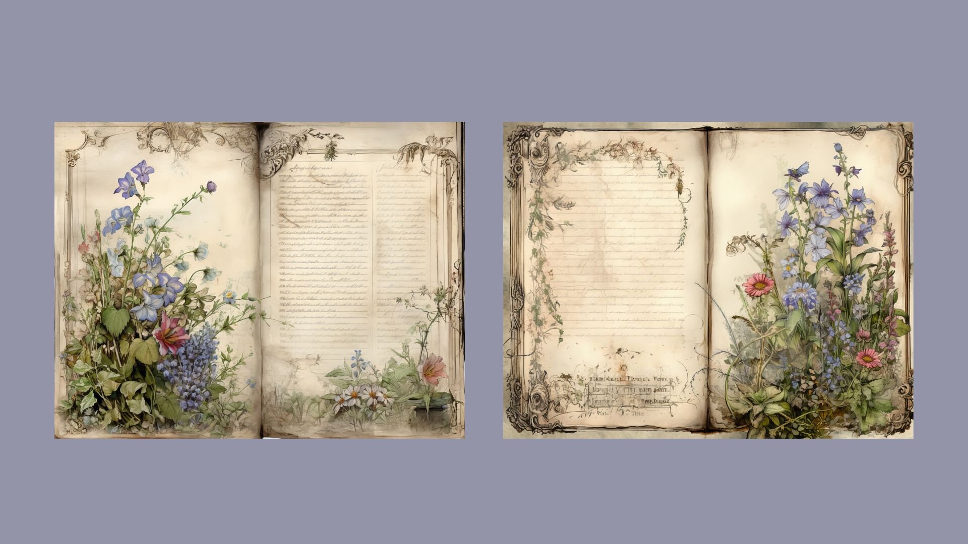 Wildflower Junk Journal Kit Floral Double Journal Pages Flower Digital ...