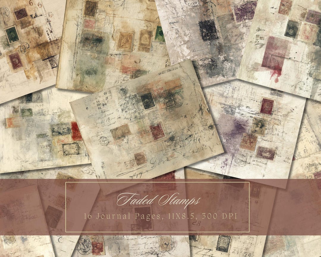 Vintage Paper Junk Journal Kit Brown Digital Paper Printable Stamps ...