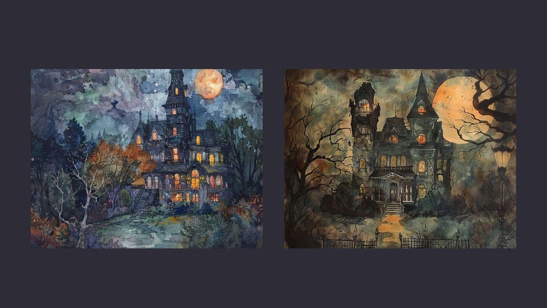 Watercolor Haunted Mansion Junk Journal Kit Dark Vintage Ephemera ...