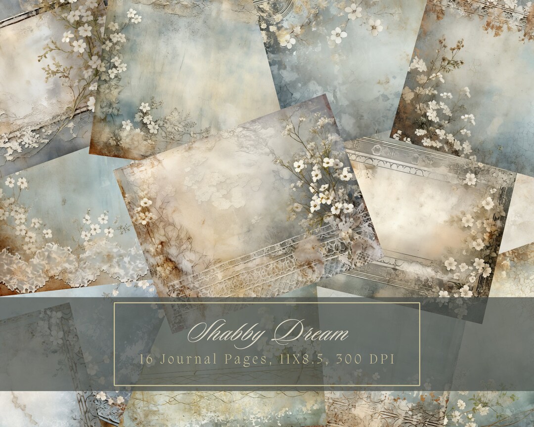 Shabby Chic Junk Journal Kit Blue Vintage Lace Ephemera Collage Sheets ...