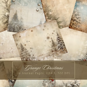 Christmas Junk Journal Kit Winter Forest Vintage Ephemera Journal Digital Paper for Scrapbooking Printable Shabby Pages Grunge Shabby Chic