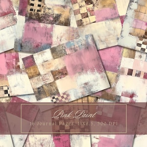 Rose Collage Junk Journal Kit Blush Papier numérique Texture Grunge Sheets pour Scrapbooking Vintage Ephemera Shabby Pages Téléchargement immédiat