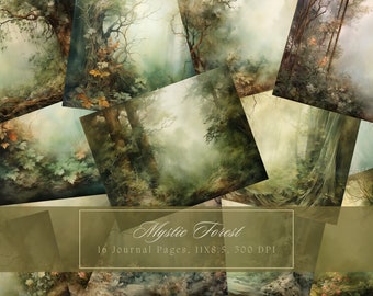 Foresta mistica pagine di diario spazzatura stampabili pagine di alberi sfondo diario vuoto pagina kit di diario spazzatura stampabile grunge carta digitale scrapbooking