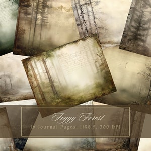 Vintage Wald druckbare Junk Journal Seiten Bäume Hintergrund leere Journal Seite Grunge druckbare Junk Journal Kit digitales Papier Scrapbooking