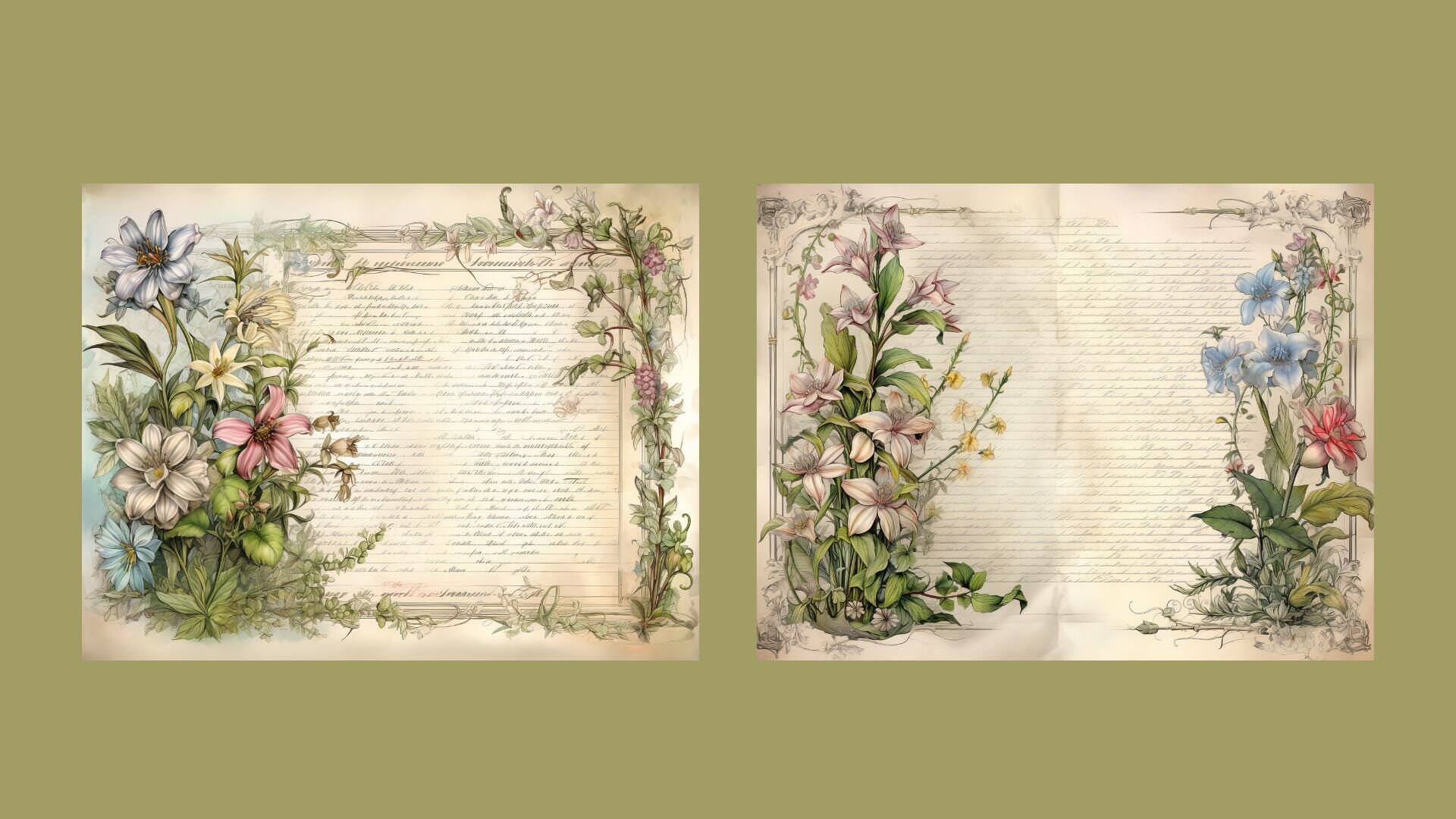 Wildflower Junk Journal Kit Floral Double Journal Pages Flower Digital ...