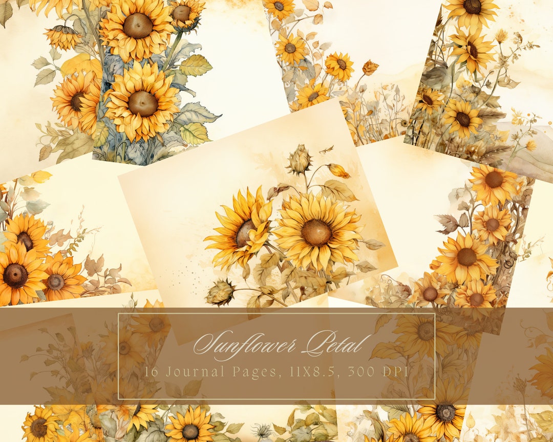 Sunflower Junk Journal Kit Vintage Ephemera Journal Sunflowers Digital ...