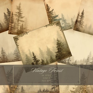 Vintage Forest Printable Junk Journal Pages Grunge Lined Paper Vintage Victorian Stationary Paper Printable Shabby Pages Blank Journal Page