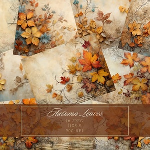 Folhas de outono lixo diário kit inspirado no outono vintage efêmera diário papel digital scrapbooking folhas de colagem imprimíveis download instantâneo