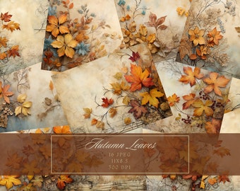 Autumn Leaves Junk Journal Kit Fall-Inspired Vintage Ephemera Journal Digital Paper Scrapbooking Printable Collage Sheets Instant Download