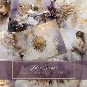 Purple Rococo Junk Journal Kit Shabby Gold Antique Paper Texture Grunge Paper Scrapbooking Vintage Ephemera Shabby Chic Journal Floral Boho