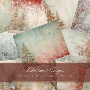 Kit diario spazzatura di Natale Foresta invernale Diario effimero vintage Carta digitale per Scrapbooking Pagine shabby stampabili Grunge Shabby Chic