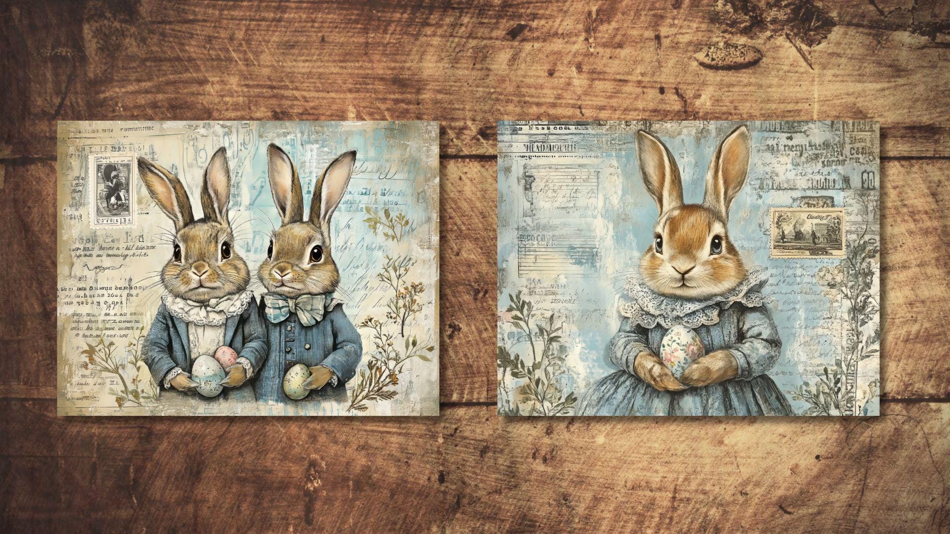 Easter Bunnies Junk Journal Kit Easter Eggs Vintage Ephemera Bunny ...