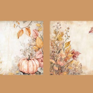 Pastel Autumn Junk Journal Kit Harvest Pages Pumpkin Ephemera Fall ...