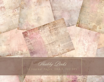 Pink Vintage Paper Junk Journal Kit Digital Paper Texture Grunge Sheets Scrapbooking Vintage Ephemera Shabby Pages Journal Instant Download