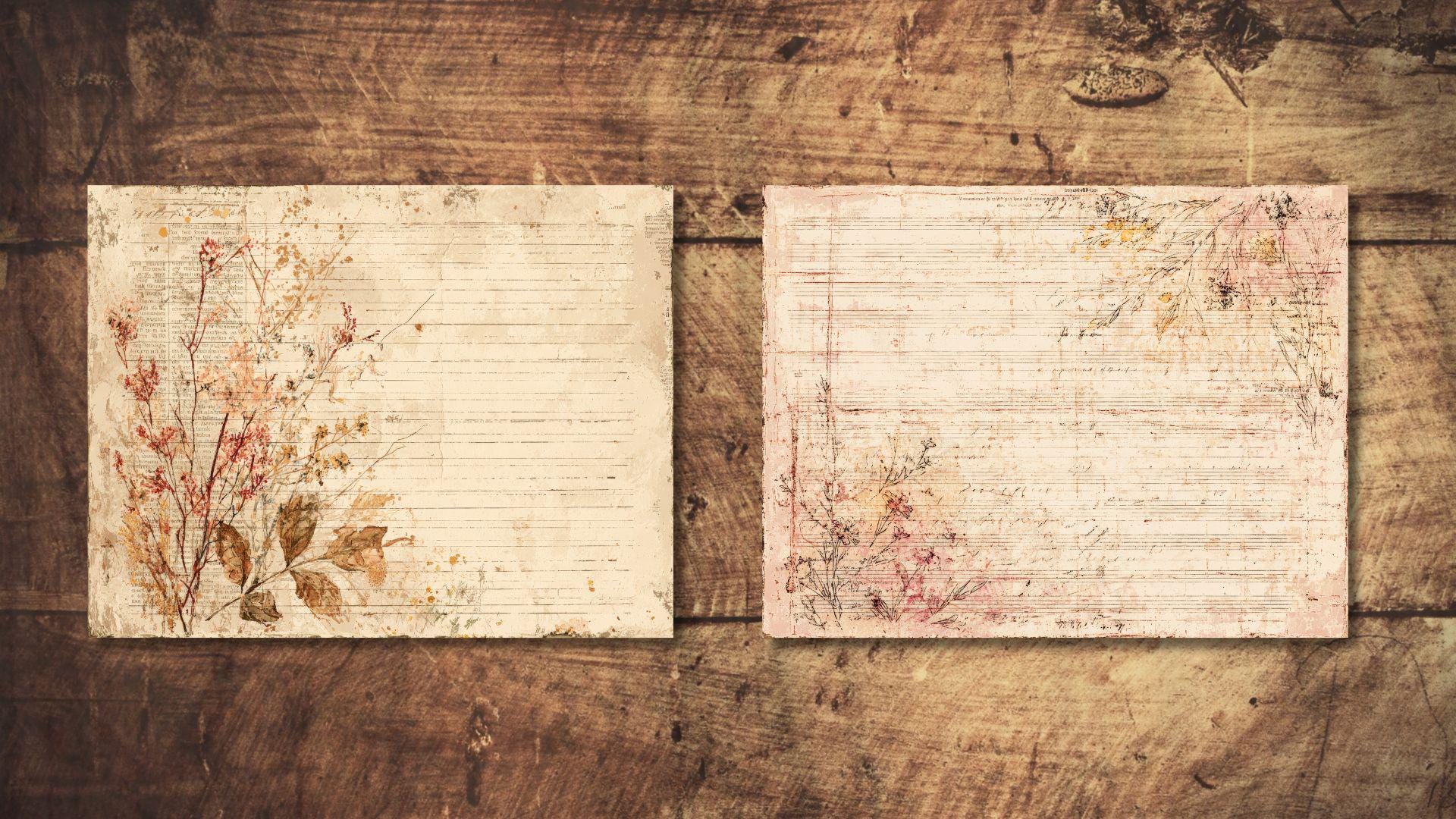 Pink Vintage Paper Junk Journal Kit Digital Floral Texture Grunge ...