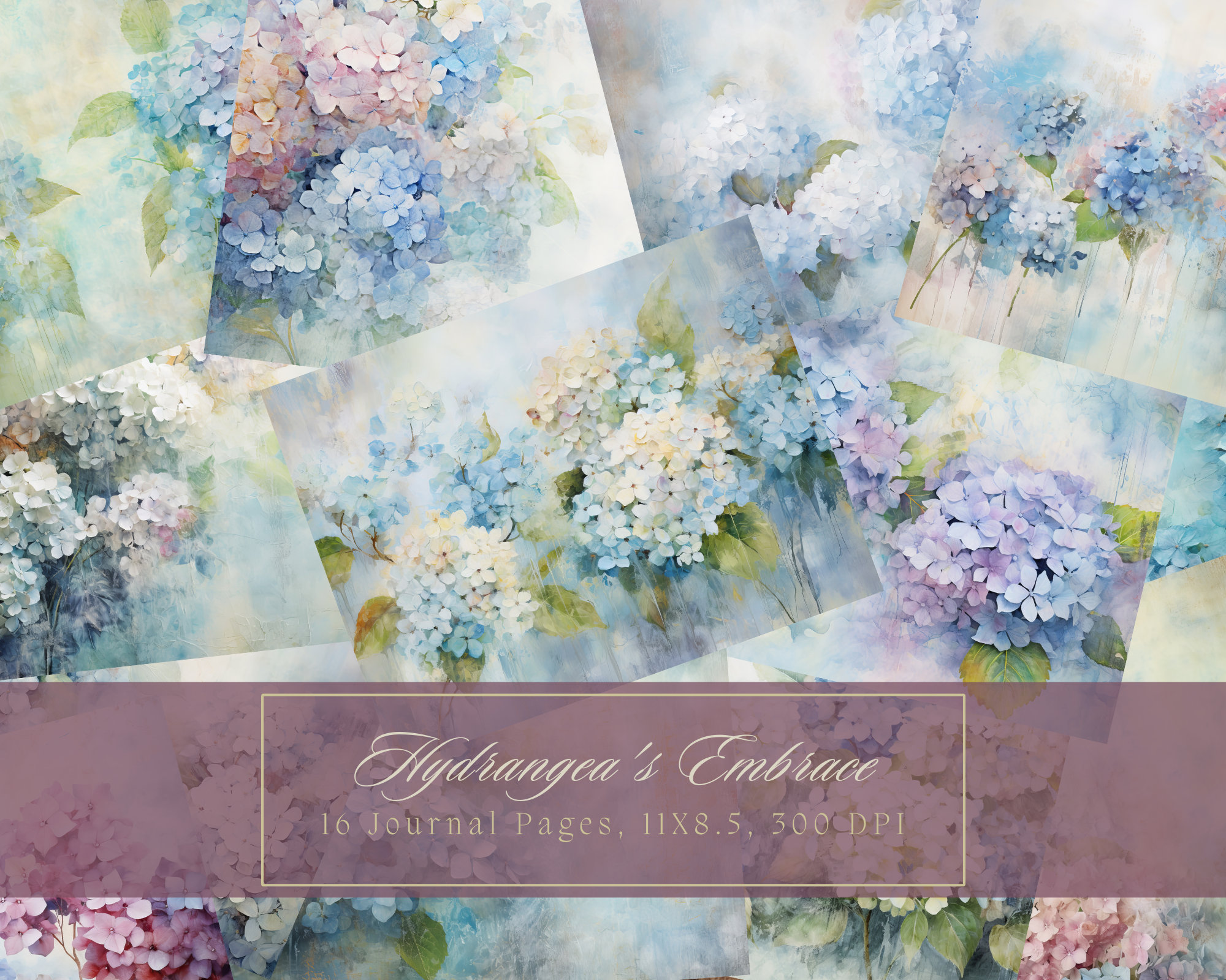 Hydrangea Junk Journal Kit Vintage Floral Journal Garden Digital Paper ...