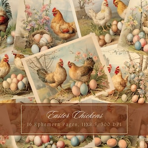 Kit de journal de Pâques vintage indésirable oeuf de Pâques vintage éphémère poulet journal papier numérique Scrapbooking pages victoriennes imprimables shabby chic
