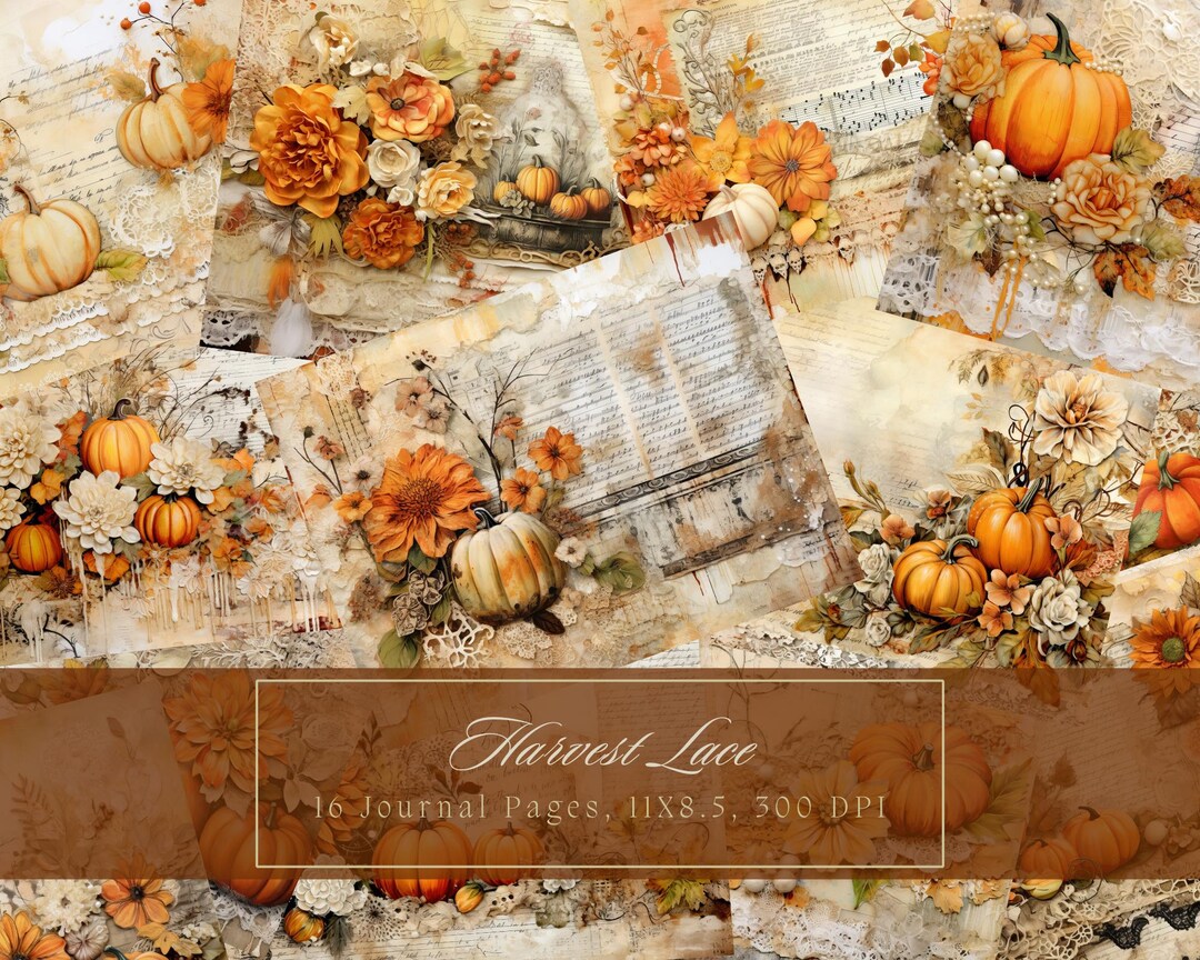 Pumpkins Junk Journal Kit Vintage Ephemera Journal Pumpkin Digital ...