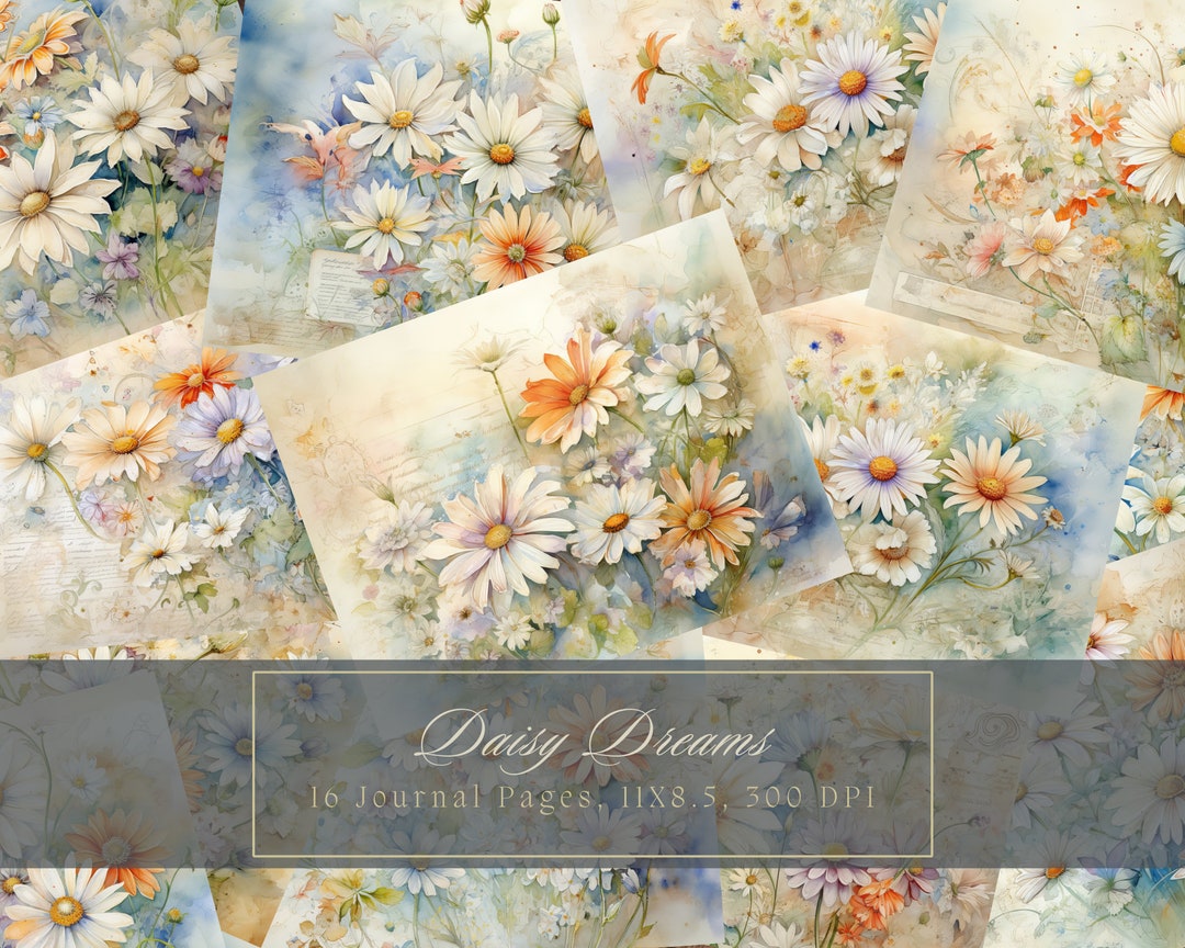 Daisy Junk Journal Kit Vintage Ephemera Journal Spring Flower Digital ...