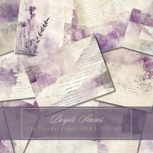 Lila Collage Junk Journal Kit Schwarz Digitales Papier Textur Grunge Blätter Scrapbooking Vintage Ephemera Shabby Seiten Lila Sofort Download