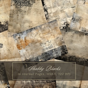 Zwarte vintage papier ongewenste dagboek Kit digitale papier textuur grunge vellen scrapbooking vintage ephemera shabby pagina's dagboek direct downloaden