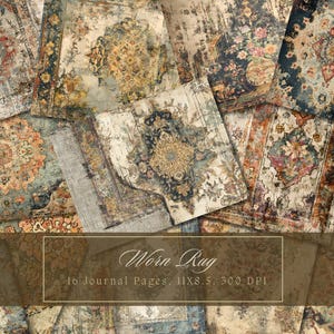 Kit per collage di carta riciclata Boho, fogli sbiaditi Shabby Chic, carta digitale Boho brillante stampabile per scrapbooking, sfondi vintage effimeri