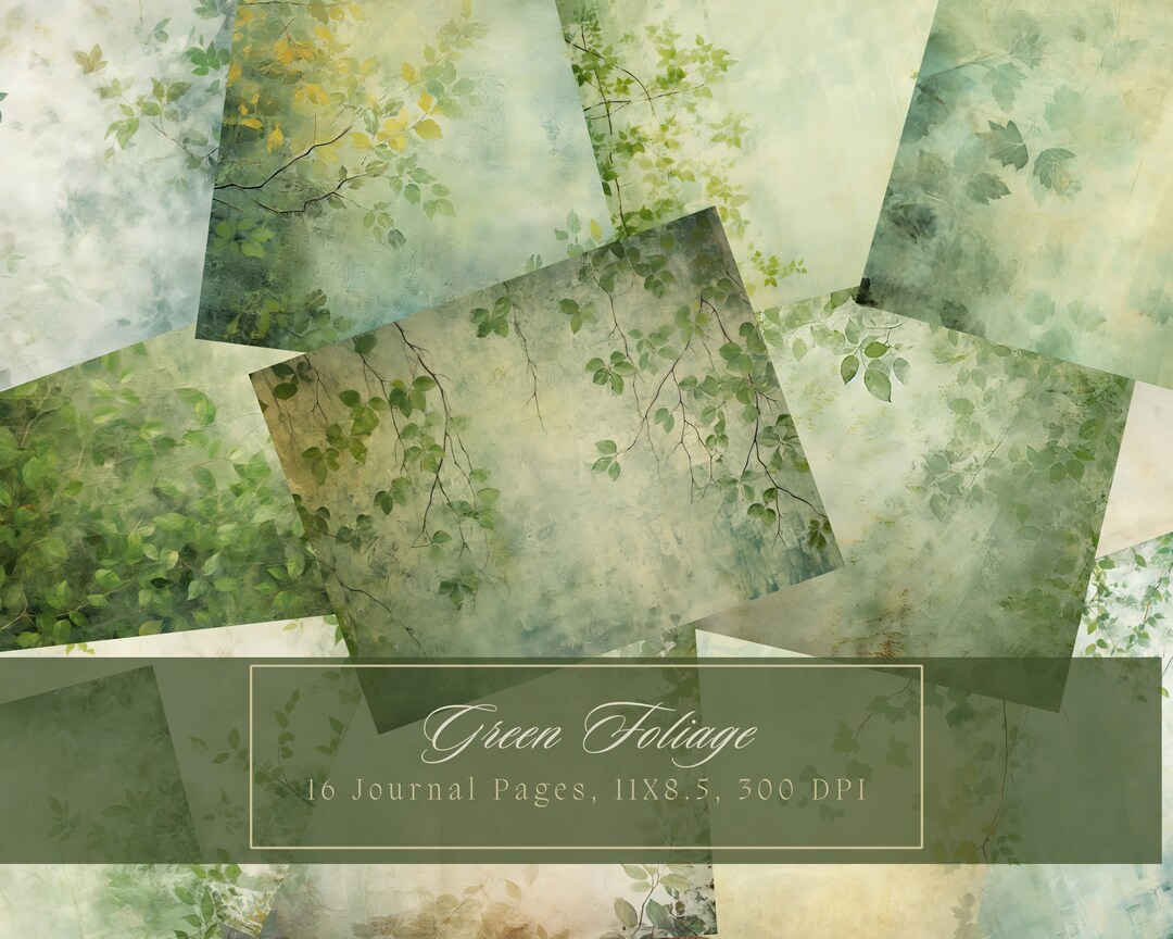 Green Leaf Junk Journal Kit Vintage Botanical Beautiful Journal Digital ...