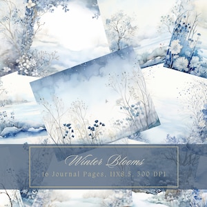 Acuarela invierno bosque basura diario papel invierno fondo diario páginas imprimibles basura diario Kit nieve papel Digital para Scrapbooking
