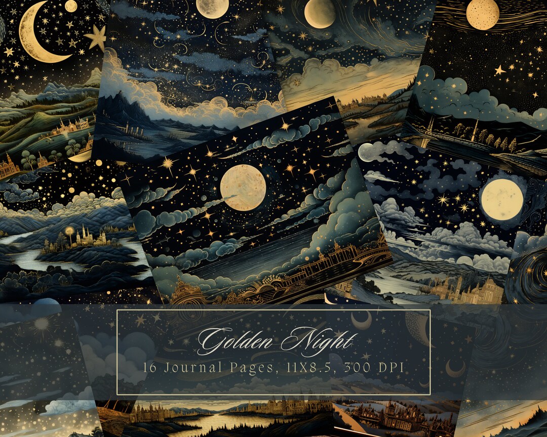 Moon Junk Journal Kit Celestial Journal Pages Starry Sky Digital Paper ...