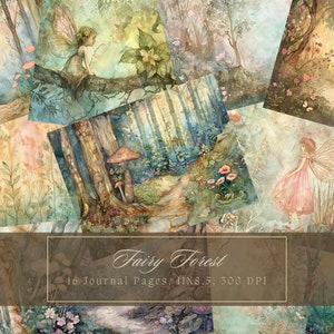Fairy Forest Junk Journal Kit Magic Woodland Journal Pages Fantasy Digital Paper Scrapbooking Fairytale Watercolor Fairyland Printable