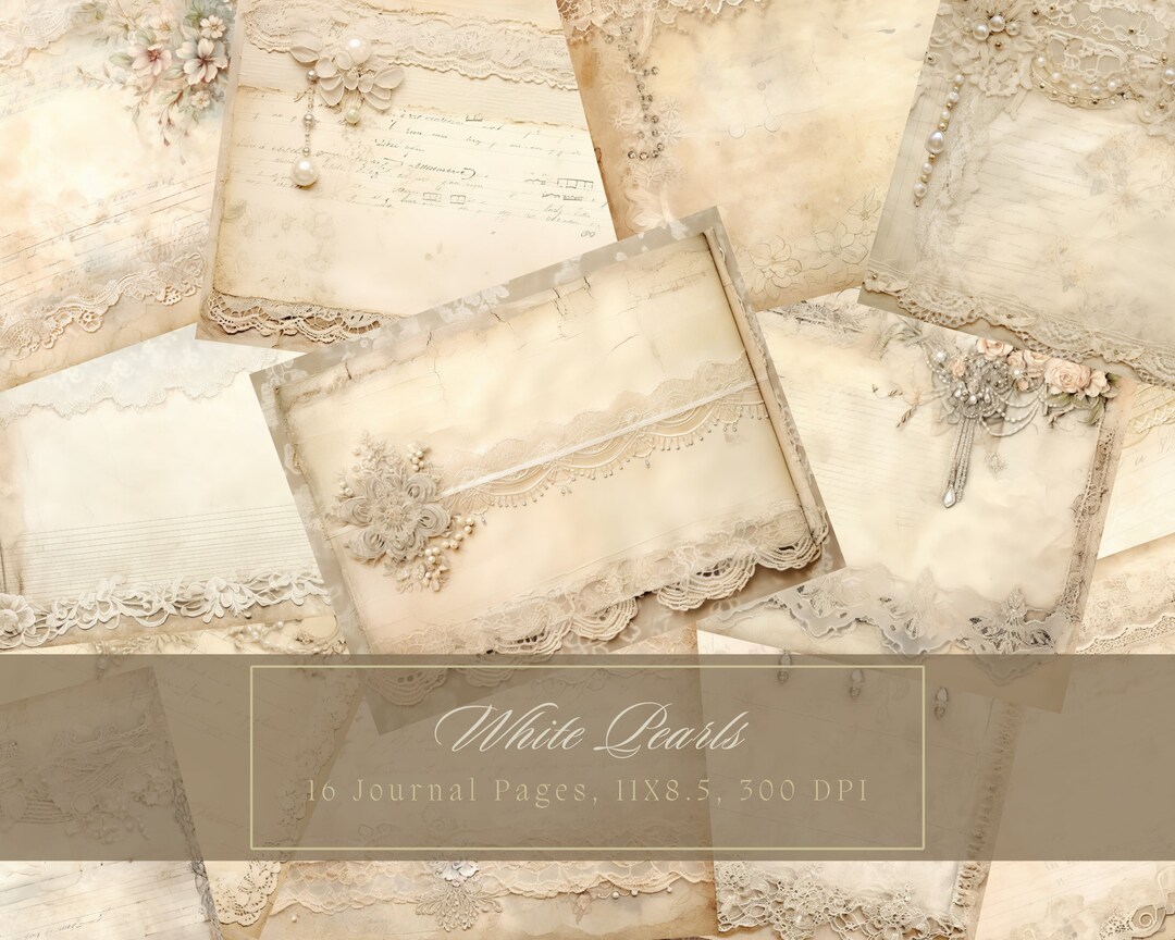 Shabby Chic Junk Journal Kit Beige Vintage Lace Ephemera Collage Sheets ...