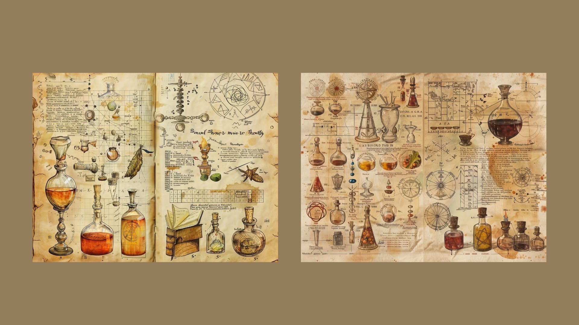 Alchemy Junk Journal Kit Apothecary Bottles Pages Watercolor Potions ...